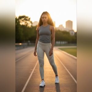 NWOT Papaya Tan and Gray Leggings